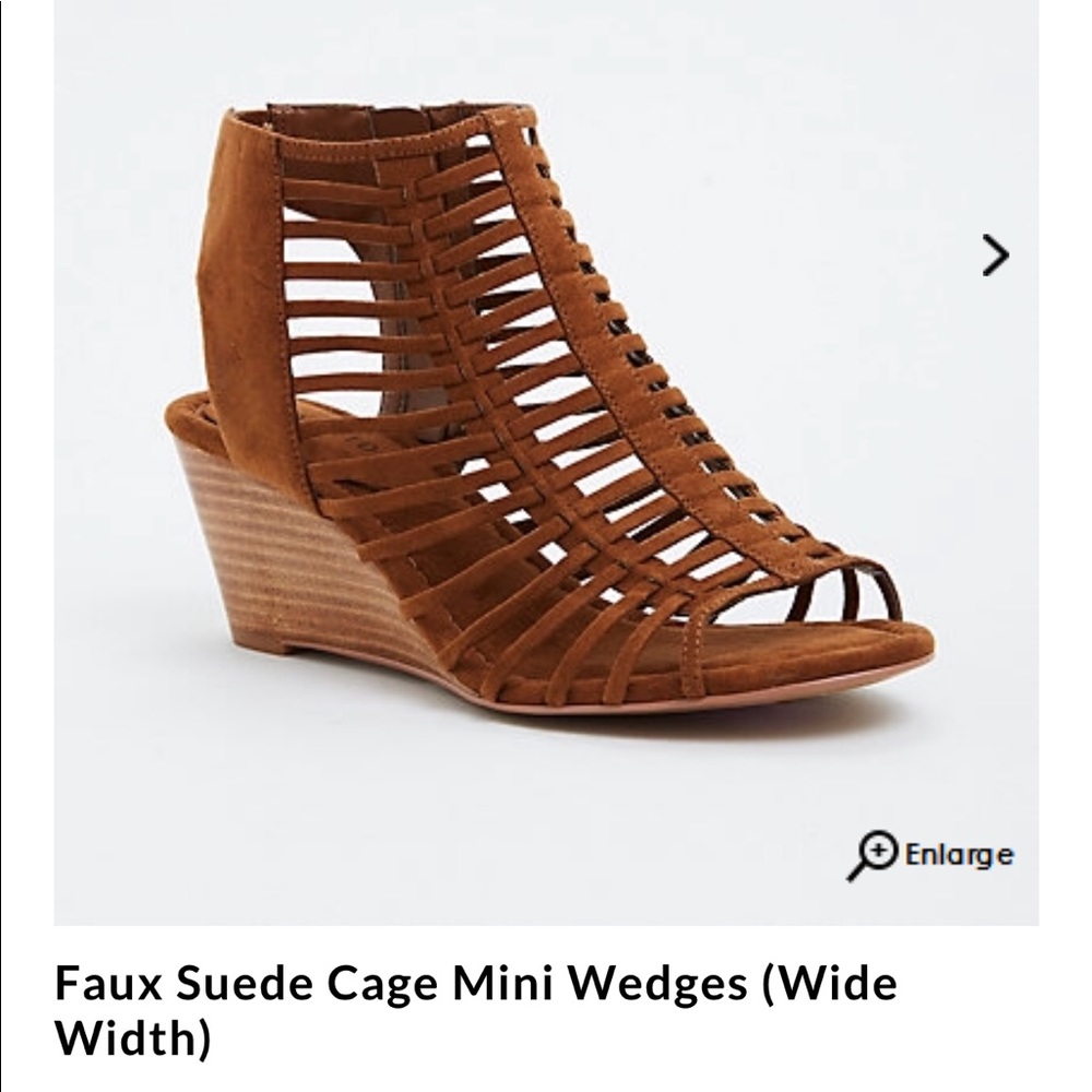 Torrid-Faux suede cage mini wedges. ***Size 8W***